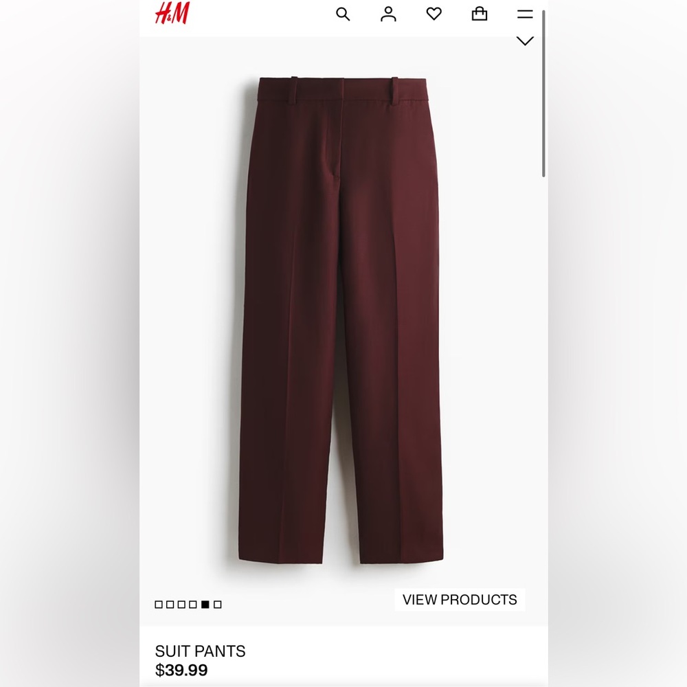 H&M women’s suit pants size 6 Burgundy